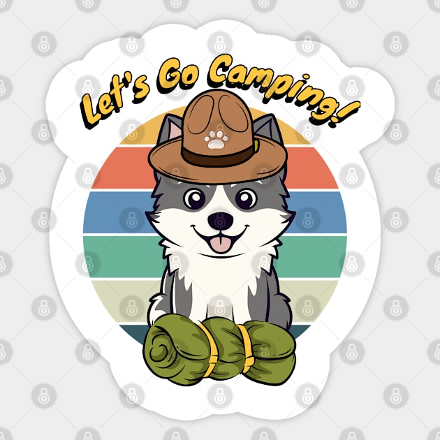 Funny Husky Dog Wants to go Camping Sticker by Pet Station